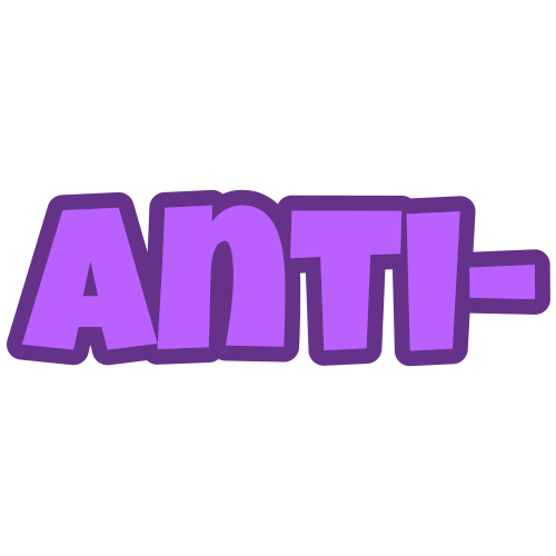 'anti-' in purple letters with a darker purple outline.